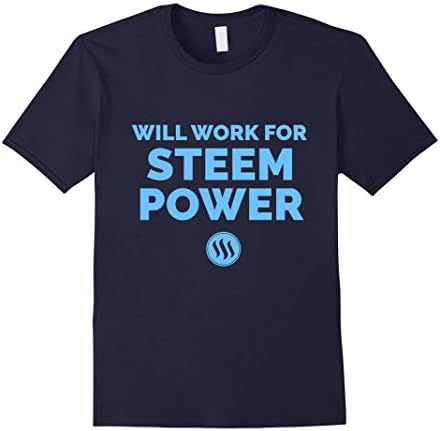 Mens Steemit Funny T-shirt - Will Work For Steem Power Large Navy