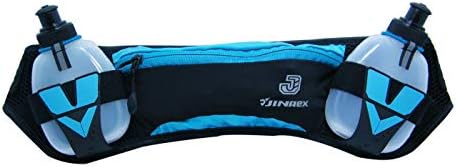 Jinrex Running Belt with Water Bottle, Running Fanny Pack with Adjustable Straps, Large Pocket Waist Bag Phone Blue