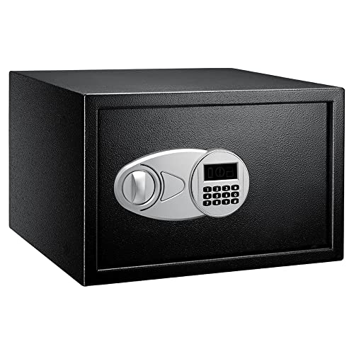Amazon Basics Tresor aus Stahl, Sicherheit für Zuhause, mit digitaler Tastatursperre – für Bargeld, Schmuck, Ausweise, Dokumente, 34 l, 43 cm x 37 cm