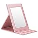 Fintie Portable Folding Vanity Makeup Mirror, Slim PU Leather Folding Compact Makeup Tabletop Travel Cosmetic Mirror with Standing - Rose Gold