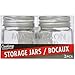 Set of 2 Mini Mason Jars, Glass with Metal Screw-top lids