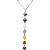 coadipress 7 Chakra Necklace for Women Fashion Personalized Lava Rock Stone Beads Yoga Reiki Healing Energy Balancing Crystals Pendant Necklace Jewelry Birthday Gifts