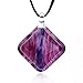 CHUVORA Hand Blown Glass Purple and Pink Square Pendant Necklace, 18 inches