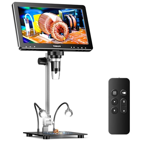 TOMLOV DM9 Max 10.1 Inch HDMI Digital Microscope, 20MP Coin Magnification Camera with HD IPS Screen, Gift for Adult Collectors, 10 Adjustable LED Lights, Compatible PC/TV
