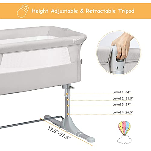 BABY JOY Baby Bedside Crib, Portable w/Carrying Bag, Easy