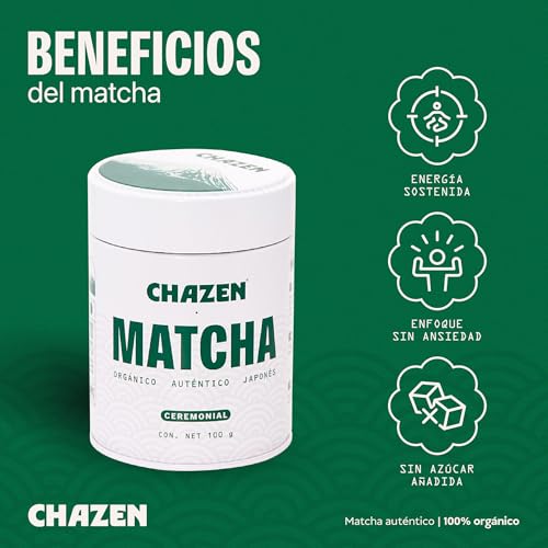 Matcha Ceremonial Orgánico – CHAZEN – Primera Cosecha, Japonés, 100g | 100% Puro y sin endulzar. Perfil suave sin amargor. Ideal para matcha latte, smoothies y estilo tradicional.