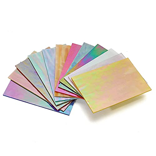 Lanyani 12 Sheets Iridescent Rainbow Stained Glass Sheets, 4x6 inch Bright Cathedral Art Glass