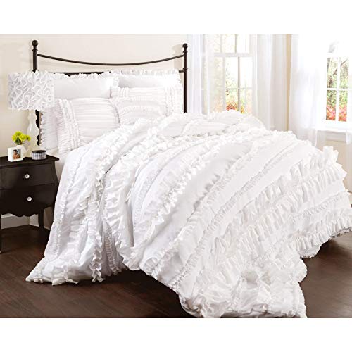 Lush Decor Belle 4 Piece Comforter Set, Queen, White