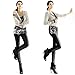 LOCOMO Women Half Faux Leather Front Lycra Back Legging FFT040 S-M Black