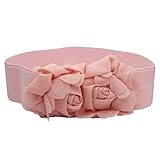 Voberry® Women Fashion Double Rose Flower Buckle Elastic Waist Belt Waistband (Pink)
