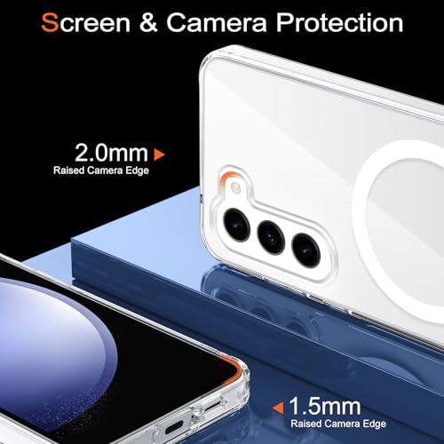 XTCASE Magnetic Case for Samsung Galaxy S23 5G [Compatible with MagSafe], Transparent Case with Adjustable Stand, Shockproof and Scratch Resistant Protection, Clear