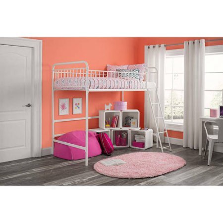 Better Homes and Gardens Kelsey Twin Metal Loft Bed, Multiple Colors (Twin, White)