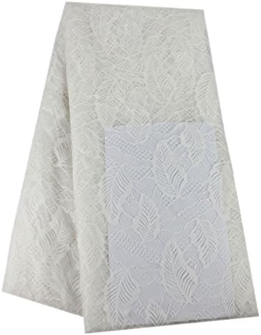 Lacerain 5 Yards Delicate Leaf-Edge Fabrics African Swiss Lace Fabrics Nigerian-French Lace Fabrics Embroidery Fabrics Fashion Lace DIY Dresses Shirts Skirts … (White)