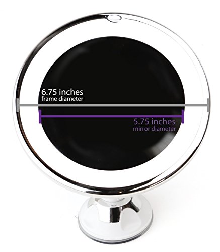 Sparrow Decor Lighted Makeup Mirror 7X Daylight LED Wall Mount Mirror with Locking Suction Cup and Rotating Adjustable Tilting Arm Folds Into Travel Magnifying Mirror - Illuminated Cosmetic Mirror