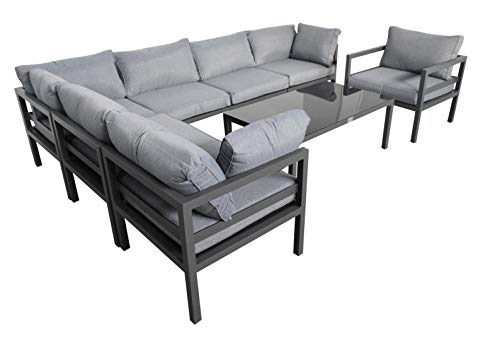 Jet-line® | XXL Gartenlounge | Gartenmöbel Set | Kreta II grau | Outdoor-Sitzgruppe | Gartensofa | Aluminium Ecksitzgruppe Alu| Garten Möbel
