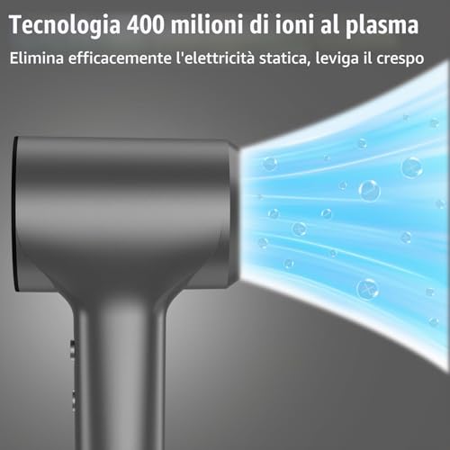 TQQ Hair Dryer, 400 Million Ion Plasma Hairdryer, Brushless Motor 110,000 RPM for Fast Drying, Professional Hair Dryer 57 dB Suitable for Travel and Home