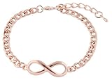 3 Pieces of Rose Goldtone Infinity Symbol with Cuban Link Chain 9 Inch Bracelet