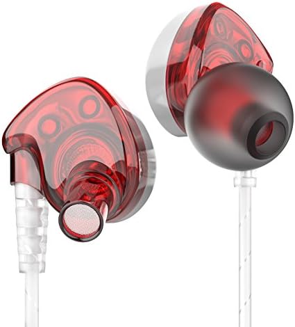 In-ear Headphones Earbuds High Resolution Heavy Bass with Mic for Apple iPhone iPad iPod Samsung Galaxy LG HTC (Silver Red) (Silver Red)