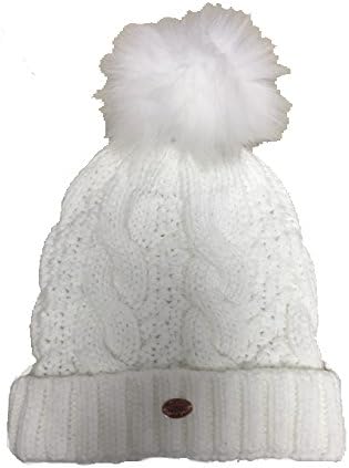 Aran TraditionsFaux Fur Pom Pom Knit Bobble Hat (Cream): Classic Warmth and Style in one Chic Accessory.