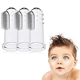 CAILEK Soft Training Silicone Finger Toothbrush For Baby (3 Pack) - Oral Massager Premium , Gentle Infant Care Perfect During Teething, develop a love of brushing and good oral habits