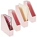 mDesign Plastic Slim Vertical File Folder Storage Organizer Bin with Handle, Hold Notebooks, Binders, Envelopes, Magazines for Home Office, Work Desktops, Ligne Collection, 4 Pack, Light Pink