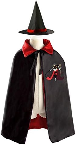 Perona Wicked 5 Cat Kids Witch Cloak Cosplay with Hat Satin Reversible Robe Dress Cape