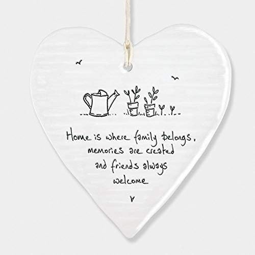 East Of India Hanging Heart Gift Home is where family belongs, White - Image 3