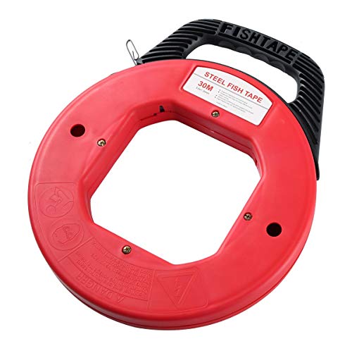 NATGAI 100 Ft. Fish Tape Electrician Reel Pull Wires Cable Steel Hand Puller ATE Tools