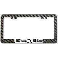 LuxeAccessories Lexus Text License Plate Frame Carbon Fiber Look Style Glossy Plastic