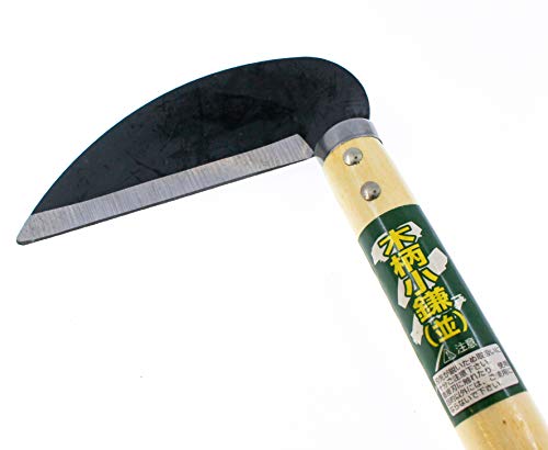 OTSUMAMI TOKYO Handy Sized Grass Sickle for Weeding, Harvesting, Wooden Handle, Japanese Style Sickle, 10.7 Inches, Sturdy and Sharp
