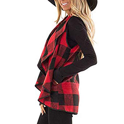 Oksale Womens Vest Woolen Coat Keep Warm Cardigan Coat Sleeveless Jacket (Red 2, M) - Thumbnail 3