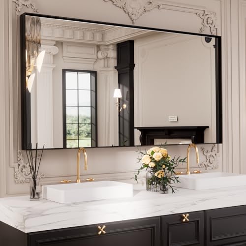 LOAAO Black Bathroom Mirror 72"x32
