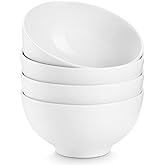 DOWAN 8.5 OZ Small Ceramic Bowls Set of 4 - White Bowls for Dessert, Dip, Side Dishes, Ice Cream, Fruit, Rice - Dishwasher & Microwave Safe (Soft White)