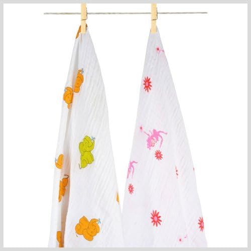 Aura Weavers Muslin Swaddle Blankets, Princess Giggles, Large by Aura Weavers
