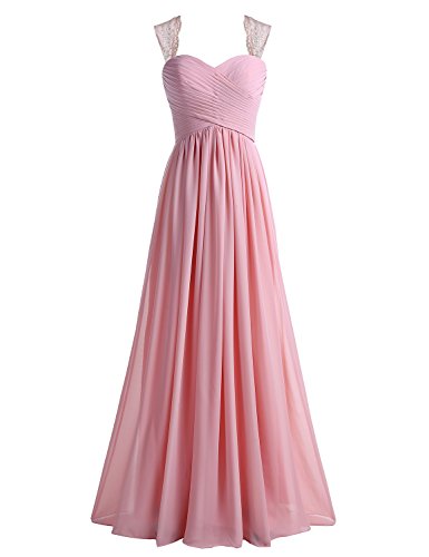 Tideclothes Chiffon Bridesmaid Dress Long Lace Prom Dress Evening Dress