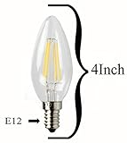 SleekLighting 3.5 Watt E12 LED Filament Candelabra Light Bulb, Dimmble (35W Incandescent Replacement) Cool White 5000K Chandelier Torpedo Tip, Clear Glass Cover