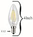 SleekLighting 3.5 Watt E12 LED Filament Candelabra Light Bulb, Dimmble (35W Incandescent Replacement) Cool White 5000K Chandelier Torpedo Tip, Clear Glass Cover