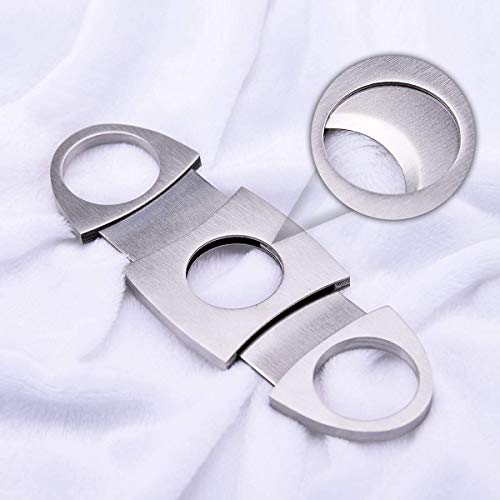 BS Cigar Lighter and Cutter Set,Cigar Punch Lighter Triple Jet Flame Butane Cigarette Torch Lighter(Silver)