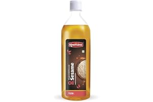 Khomane 100% Virgin Cold Pressed White Sesame Oil, No Preservatives with Minimal Processing - 1 Liters (Pack of 1)