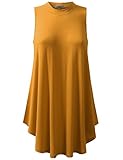 URBANCLEO Womens Mock Neck Sleeveless Elong Tunic Top Shirt Mustard XLarge