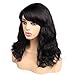 WIGER Brazilian Human Hair Wigs Natural Wavy Bob Wigs with Bangs Natural Black Color Short Wavy Virgin Human Hair Wigs for Black Women 14 Inches