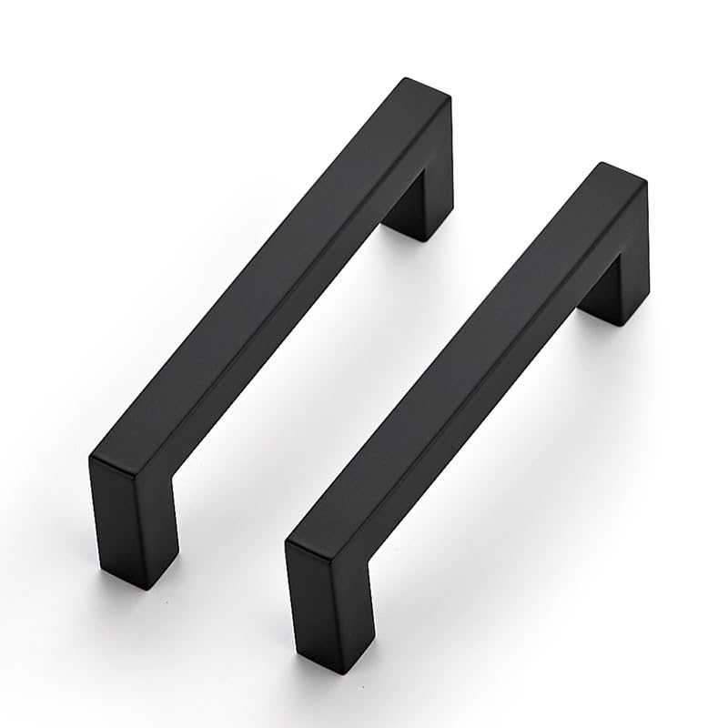 Ravinte 25 Pack Kitchen Door Handles Black Handles for Cupboards 96mm Cupboard Pulls Kitchen Cabinet Pulls Square Bar Wardrobe Hardware Cabinet Door Hardware