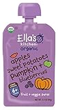 Ella's Kitchen Organic Stage 2, Apples Sweet Potatoes Pumpkin + Blueberries, 3.5 Ounce (Pack of 6) [Packaging May Vary]