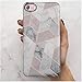 LUMARKE Wallet Case Compatible with iPhone 7, Cute Grey Pink Marble Slim-Fit TPU Clear Bumper Flexible Rubber Silicone Rugged Cover Case 4.7 inch