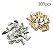 100 Pcs 2 Color Half Round Ribbon Crimps Cord End Caps Clasps Clamp Cord Cap Tip for DIY Jewelry Making (20mm)