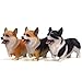 Kimkoala Cute Corgi Dog Figures, 3Pcs Small Lovely Resin Corgi Puppy Toys Model Miniature Figurines for Home Office Desk Car Decoration Ornaments and Kids Gift Brown