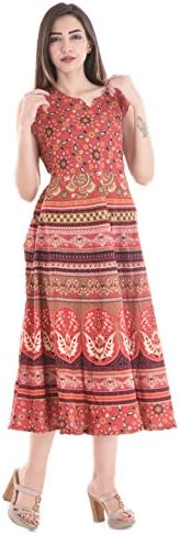 FLAVIA CREATION Women's Short Cotton Printed Middi Dress- Assorted Designs Free Size Multi Color