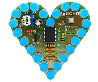 Soldering Training Practice Learning Electronic Kits DIY Kit Heart Shape LED Soldering Exercise Set, Soldering Set Beginners Laboratory DC 4V-6V, Blue