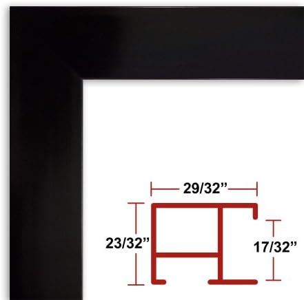 27 x 45 Shiny Black Poster Frame - Profile: #97 Custom Size Picture Frame