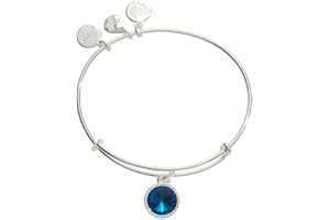 Alex and Ani Birthstones Expandable Bangle for Women, Birthday Crystal Charms, Shiny Finish, 2 to 3.5 in